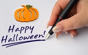 Ручка и надпись на Хэллоуин