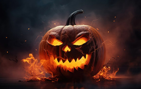 Scary fire pumpkin for Halloween
