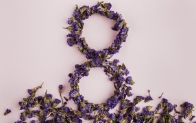 Number 8 made from dried flowers for the holiday