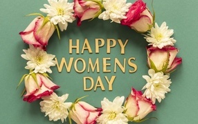 Wreath of flowers for international women's day