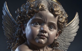 Beautiful cupid figurine close up