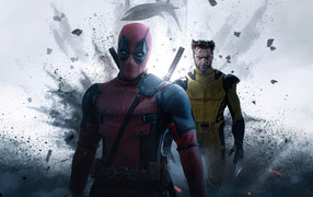 Explosive superheroes Deadpool and Wolverine