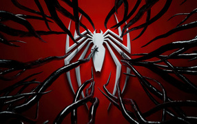 White spiderman logo entangles venom