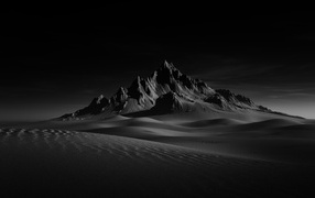 Mountain in the desert at night