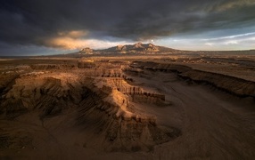 View of the canyon under a stormy sky