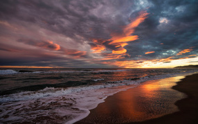 Beautiful sky with clouds over the sea at sunset