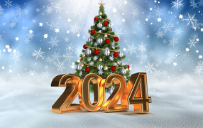 Christmas tree with numbers 2024 for New Year
