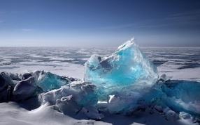 Big blue ice floe on the ocean