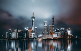 View of the skyscrapers of the city of Shanghai, China