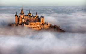 Hohenzollern Castle in the fog, Germany