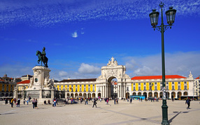 City square in the city of Lisbon, Portugal