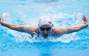 Girl swimmer in the pool