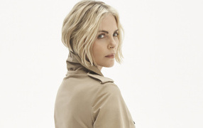 Serious look of actress Charlize Theron