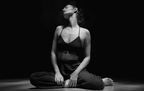 Tender girl actress Phoebe Tonkin on a black background