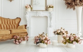 Vintage furniture in a room with flowers