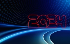 Цифры 2024 на синем фоне