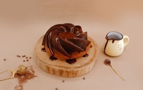Sweet pastries with chocolate glaze