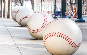Large concrete baseballs
