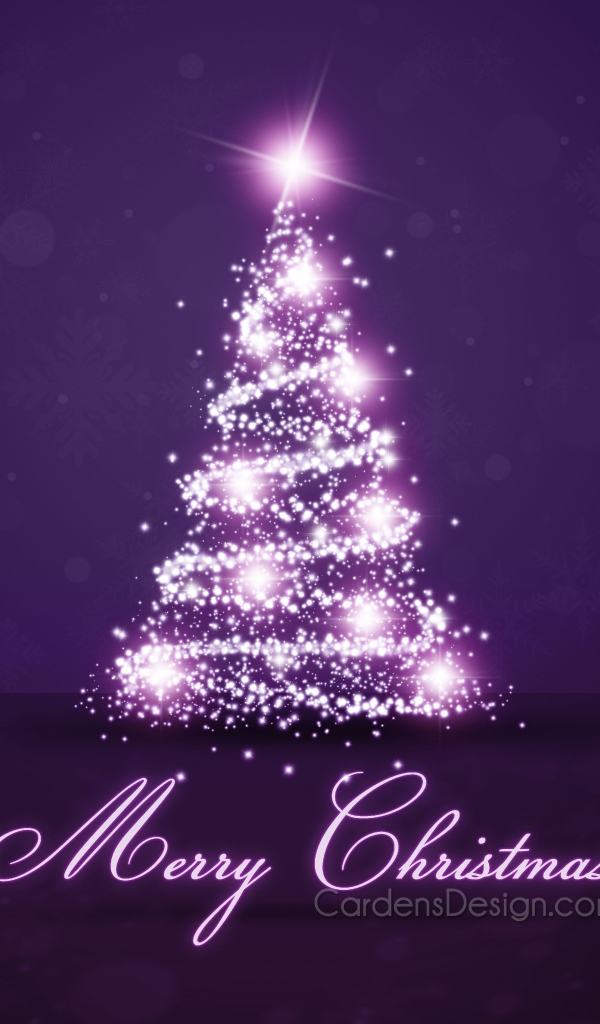 Елка на Новый Год на фиолетовом фоне