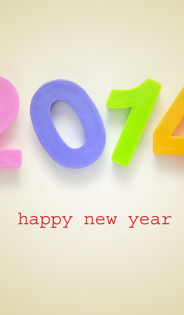 Счастливого Нового Года 2014, разноцветные яркие цифры