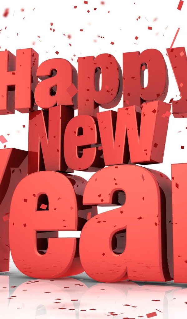 Счастливого Нового Года, красные объёмные буквы
