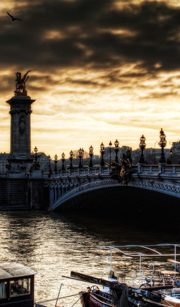 Мост в вечернем Париже
