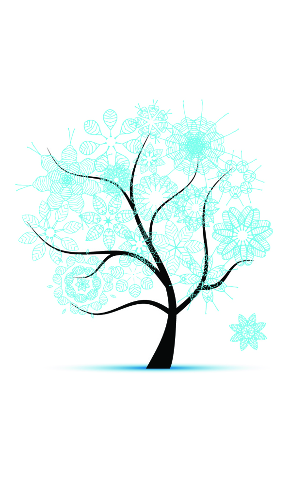Дерево в снежинках