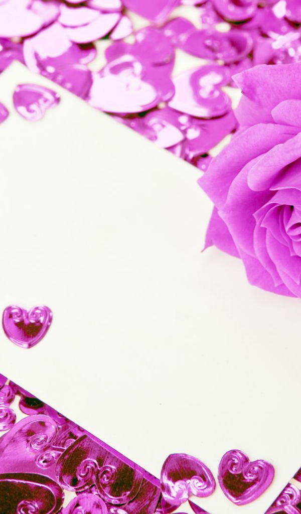 Фиолетовая роза и сердечки