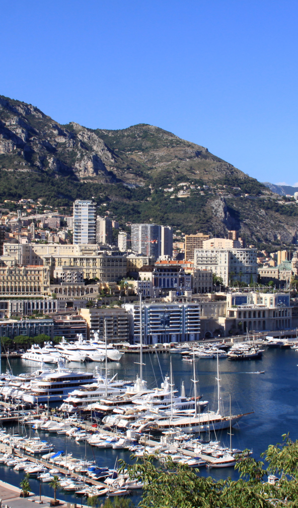 Порт на фоне города в Монте-Карло, Франция