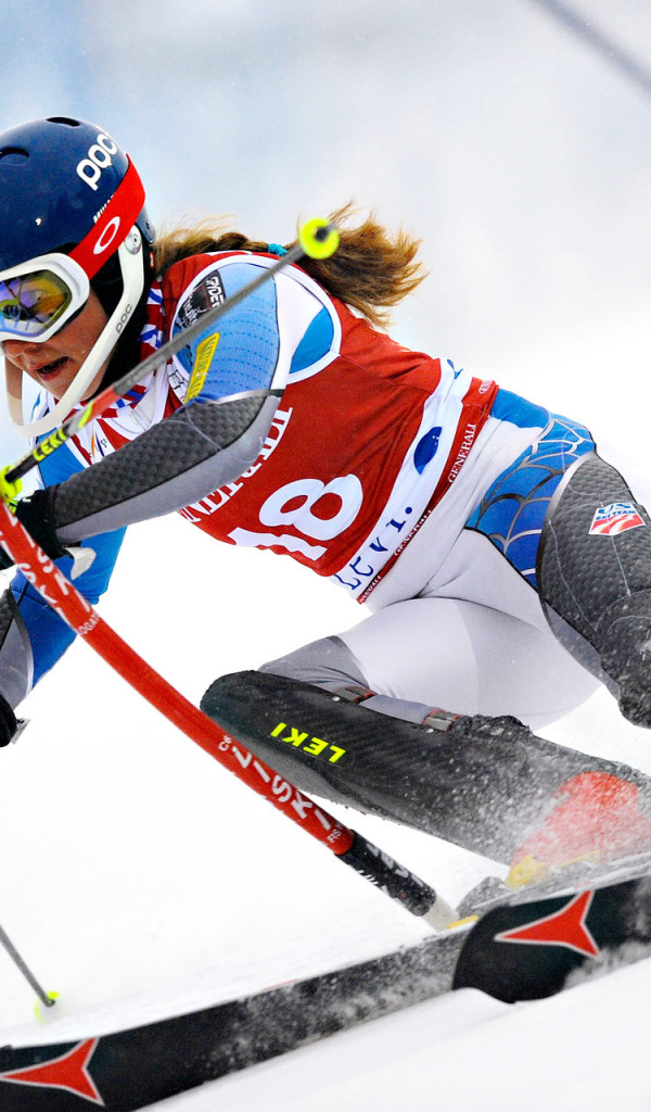 Обладательница золотой медали американская лыжница Микаэла Шиффрин на олимпиаде в Сочи