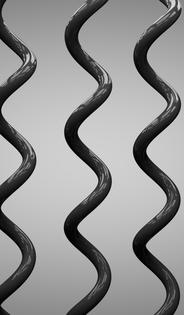 Черные спирали на сером фоне, 3-Д графика