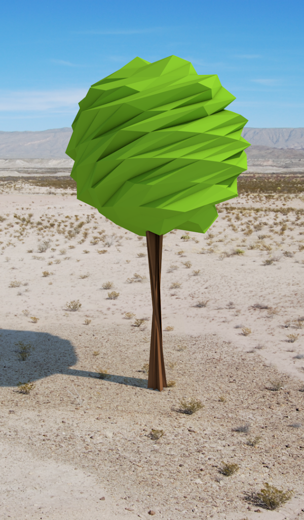 Зеленое дерево в пустыне, 3Д графика