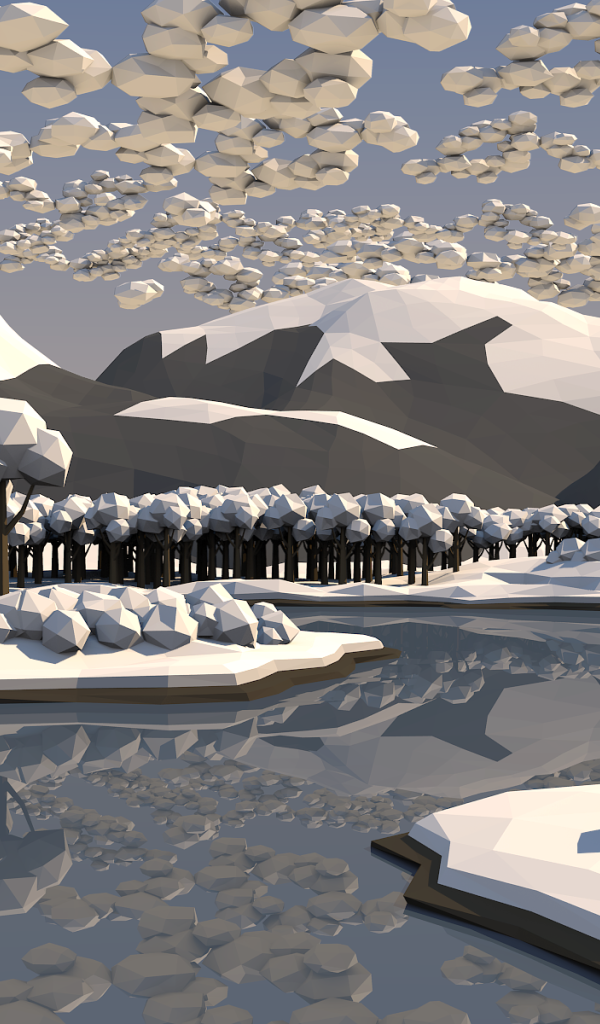 Зимний лес, 3Д графика