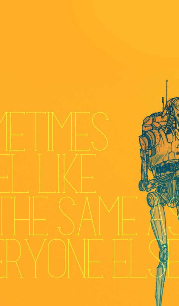 Робот солдат, оранжевый фон