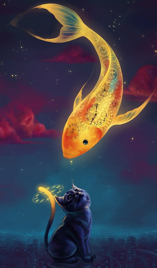 Кот и золотая рыбка