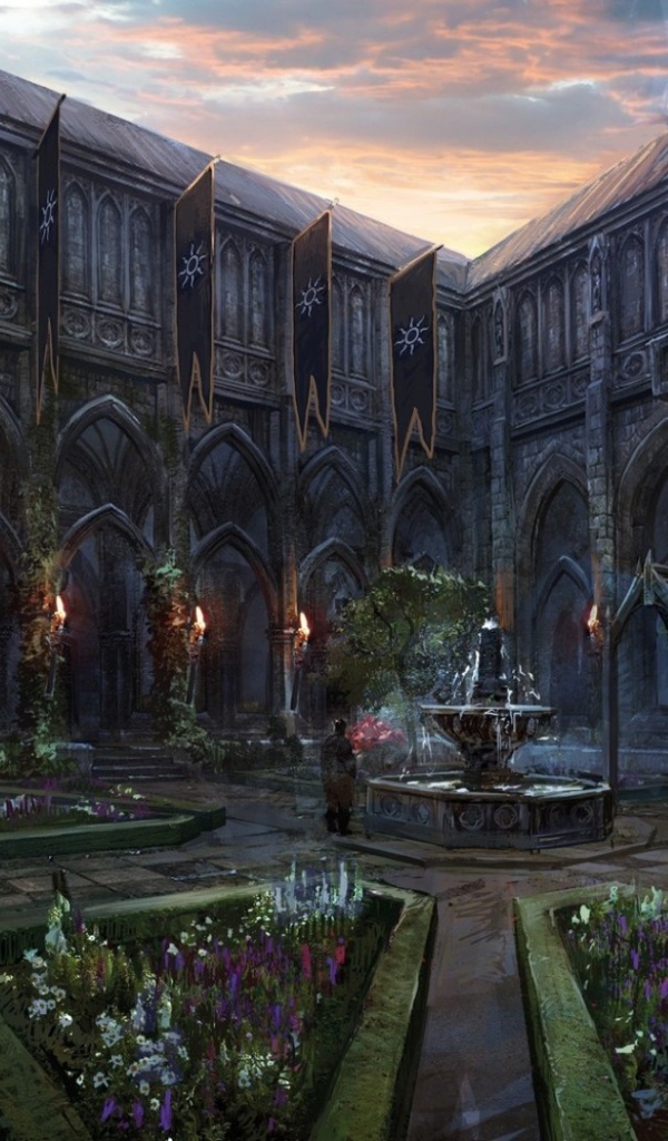 Внутренний двор дворца в игре The Witcher 3 Wild Hunt