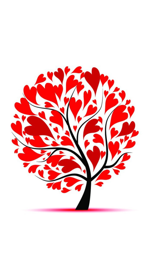 Сердца на дереве вместо листвы