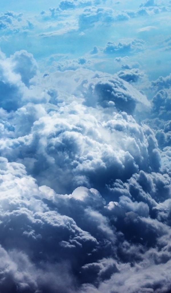 Вид на голубые кучевые облака