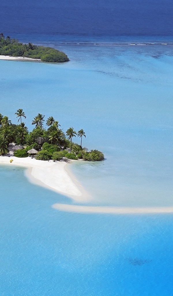 Одномоторный самолет на воде у тропических островов