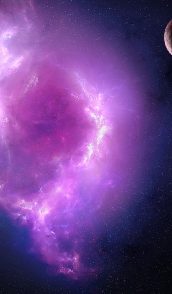 Луны на фоне фиолетовой галактики