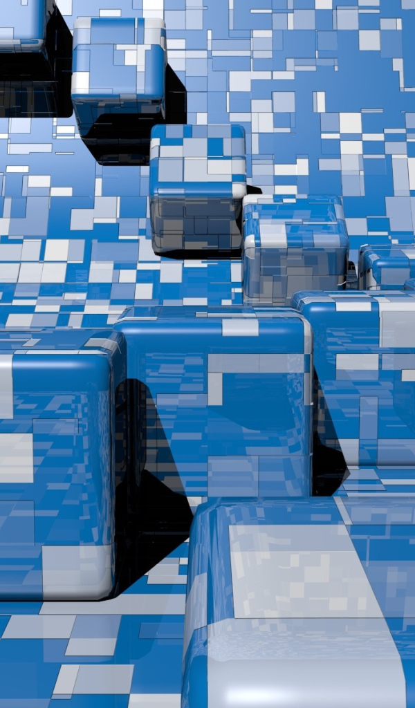 Сине - белые кубы 3D графика 