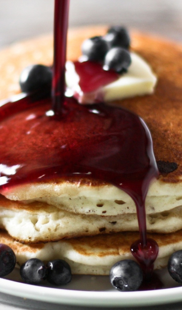 Pancakes with blueberry jam on Shrove Tuesday