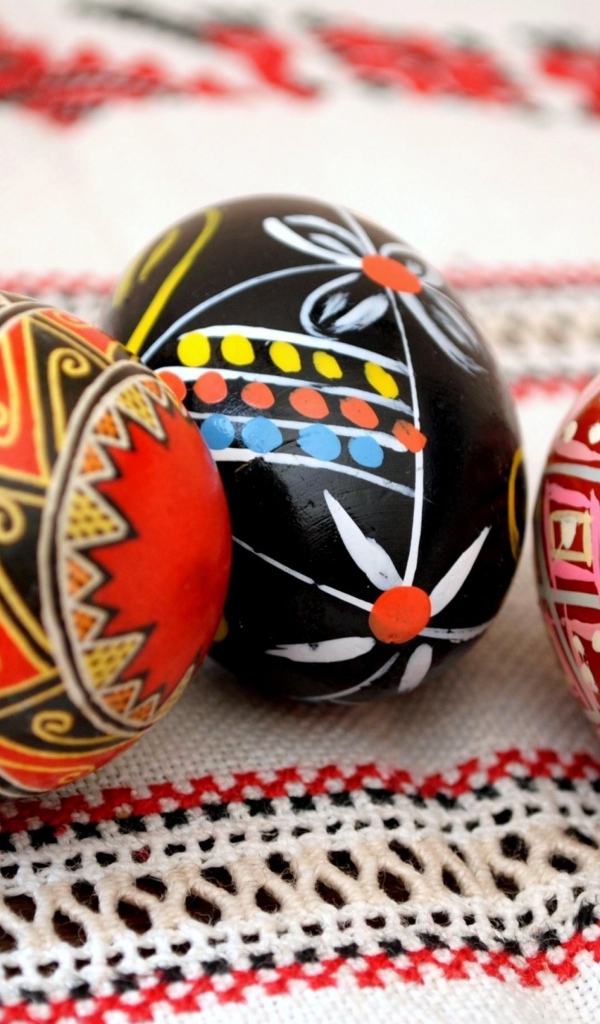 Three easter eggs on the table
