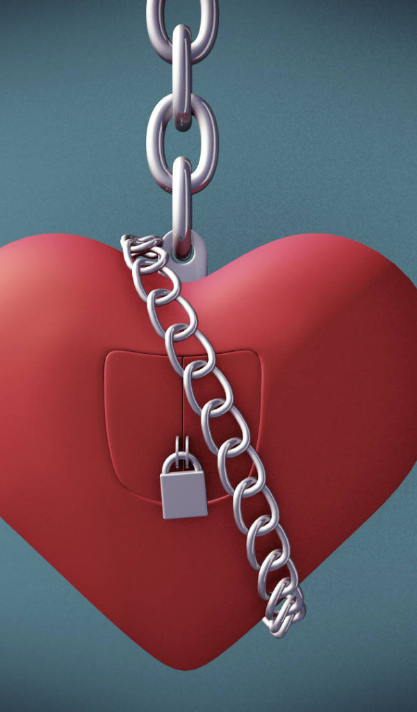 Red heart on the lock