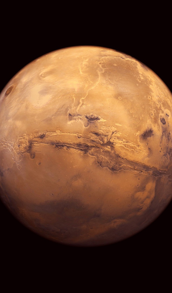 Планета Марс на черном фоне  