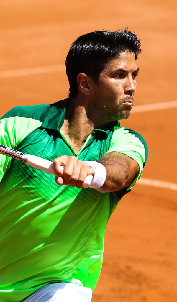 Теннисист Фернандо Вердаско с ракеткой на корте 