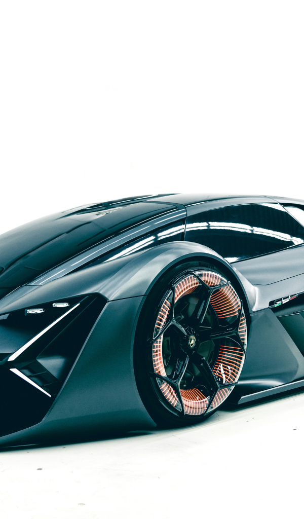 Черный электрический автомобиль Lamborghini Terzo Millennio