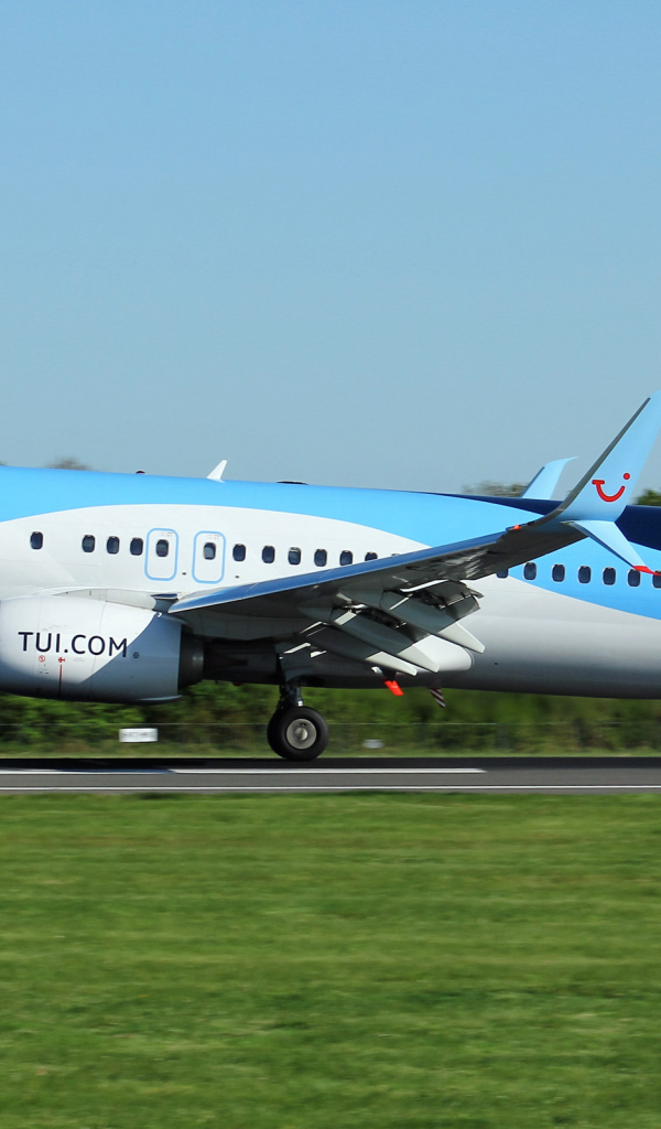 Passenger plane Boeing 737-8K5 is getting ready for takeoff