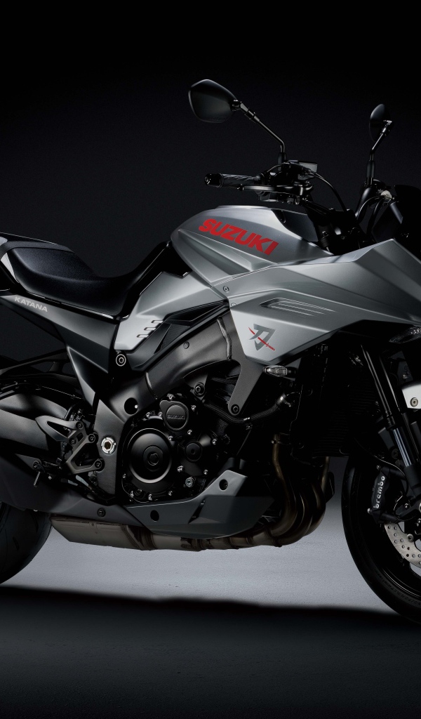 Мотоцикл Suzuki Katana, 2020 на черном фоне