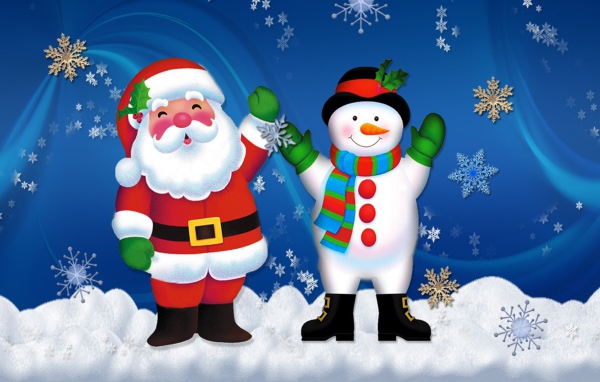Снеговик и Санта Клаус